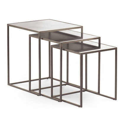 Modern Italian Designer Nest Of Mirrored Side Tables