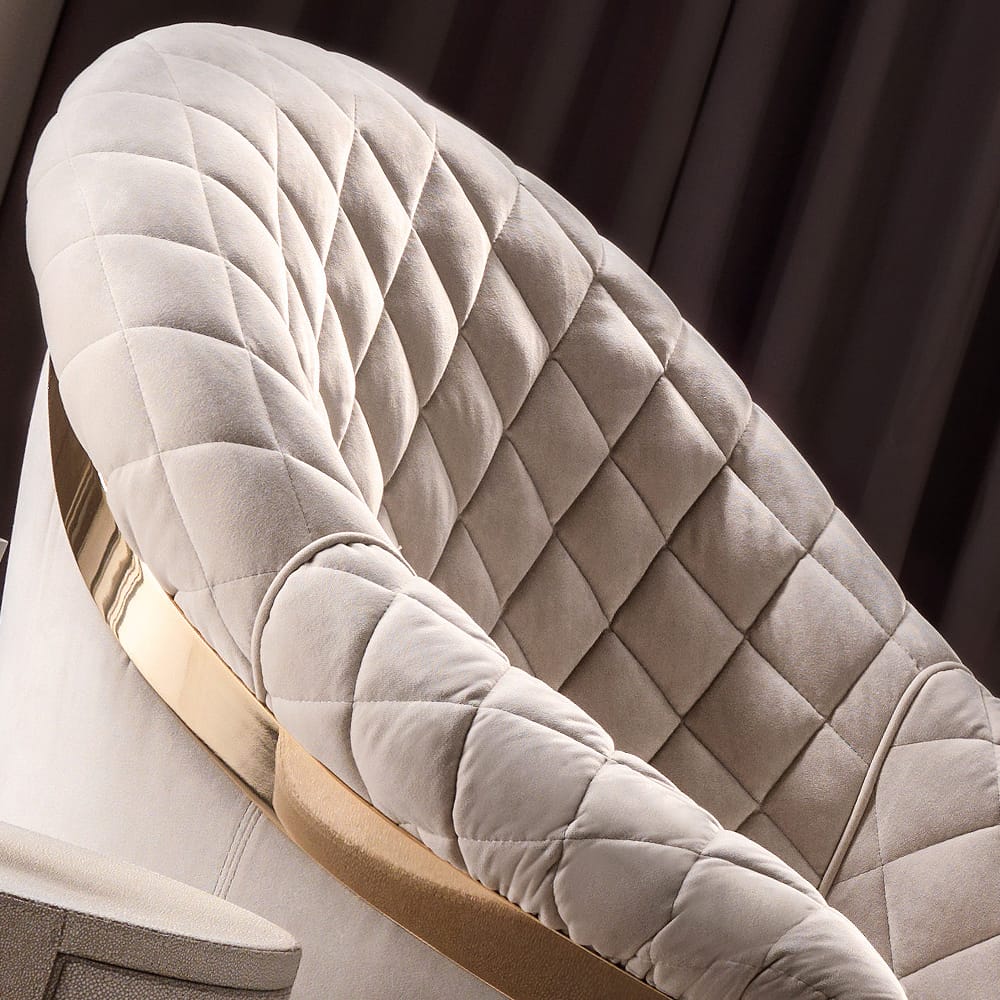 Modern Italian Designer Quilted Leather Swivel Armchair