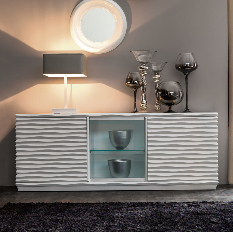 Modern Italian Designer Rippled Display Sideboard