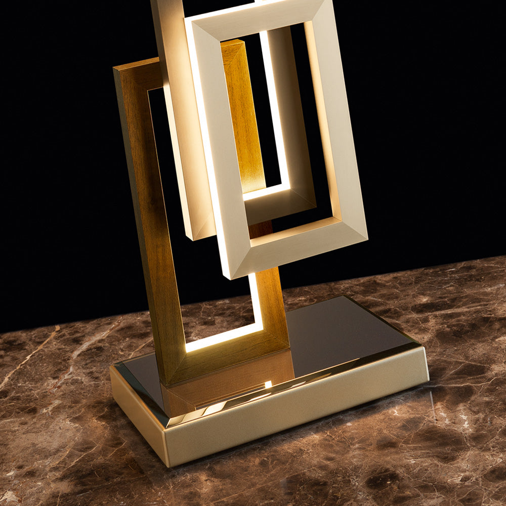 Modern Italian Geometric Designer Table Lamp With Shade