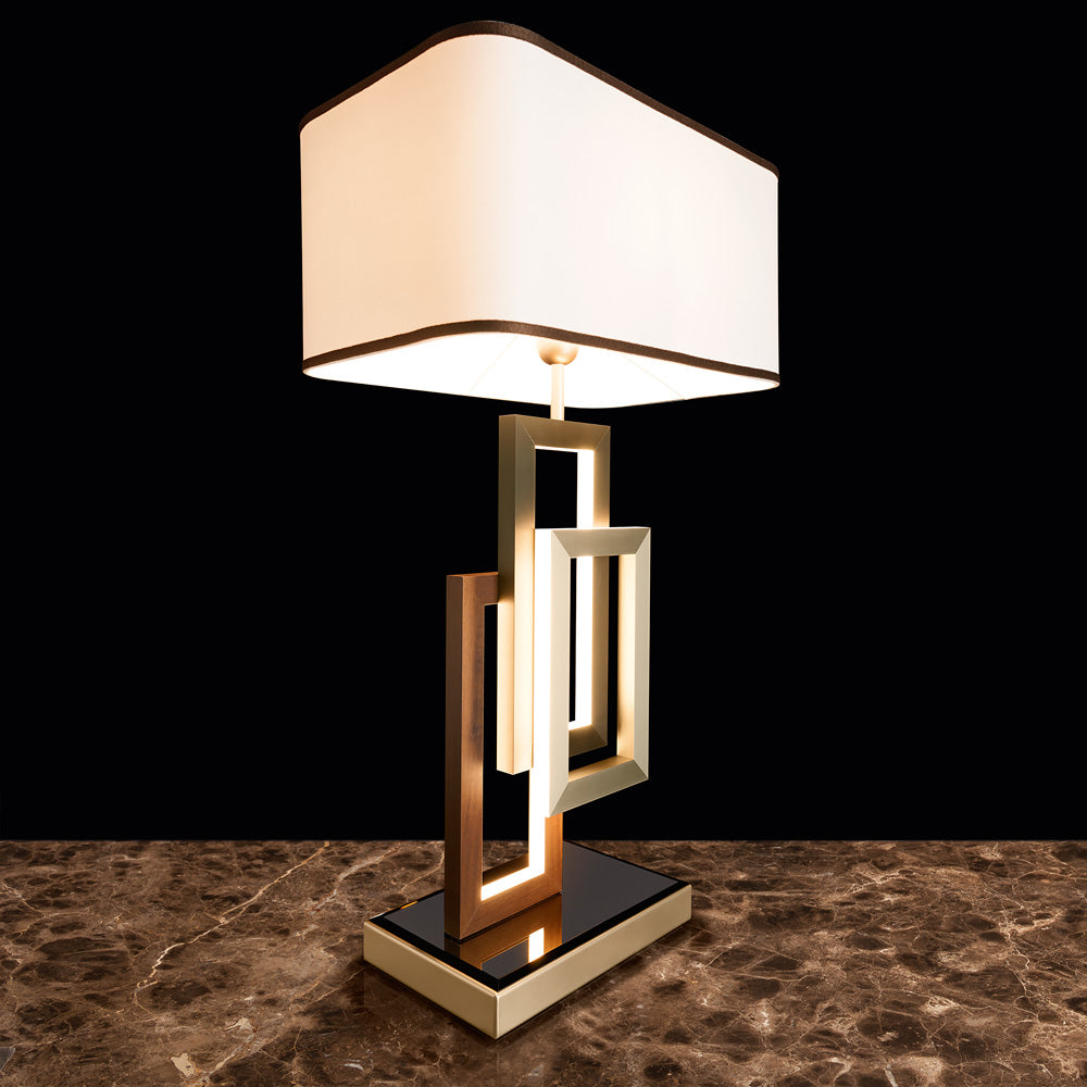 Modern Italian Geometric Designer Table Lamp With Shade