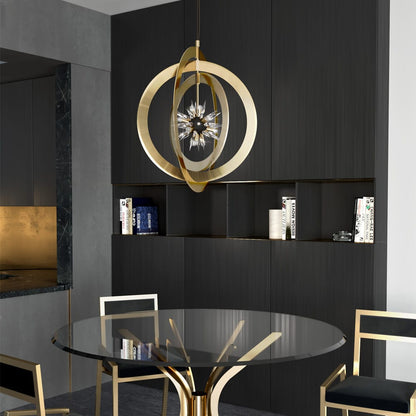 Modern Gold Plated Crystal Concentric Circles Chandelier