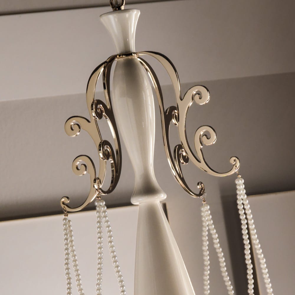 Modern Italian Ivory 4 Arm Chandelier