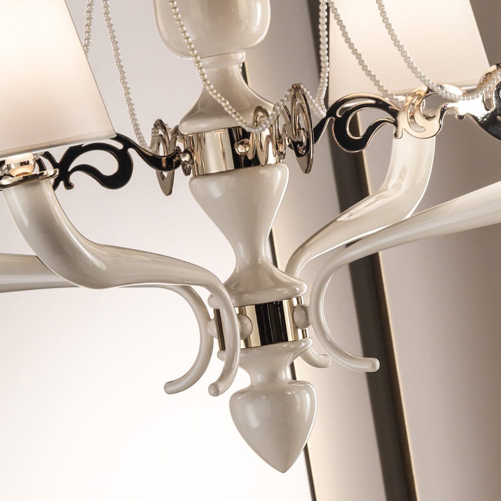 Modern Italian Ivory 4 Arm Chandelier