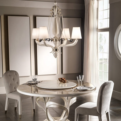 Modern Italian Ivory 4 Arm Chandelier