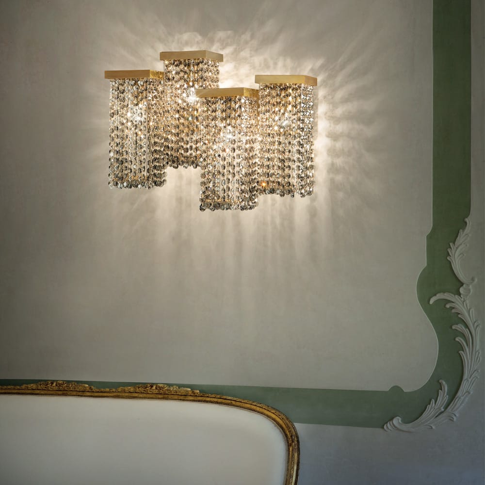 Modern Italian Smoky Crystal Brass Wall Light