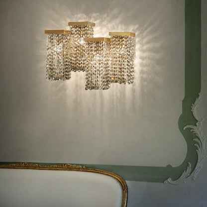 Modern Italian Smoky Crystal Brass Wall Light