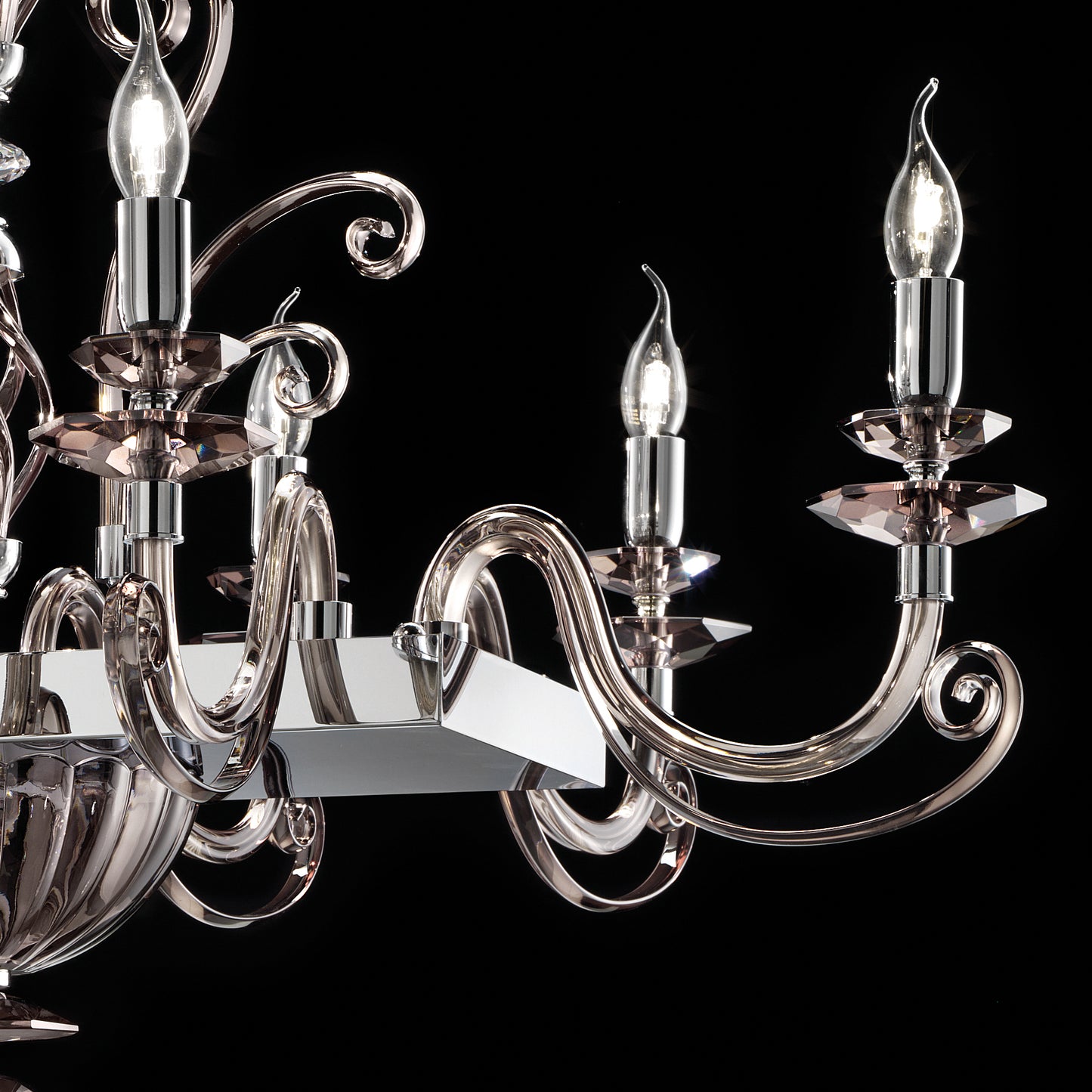 Modern Rectangular Smoked Glass Chandelier