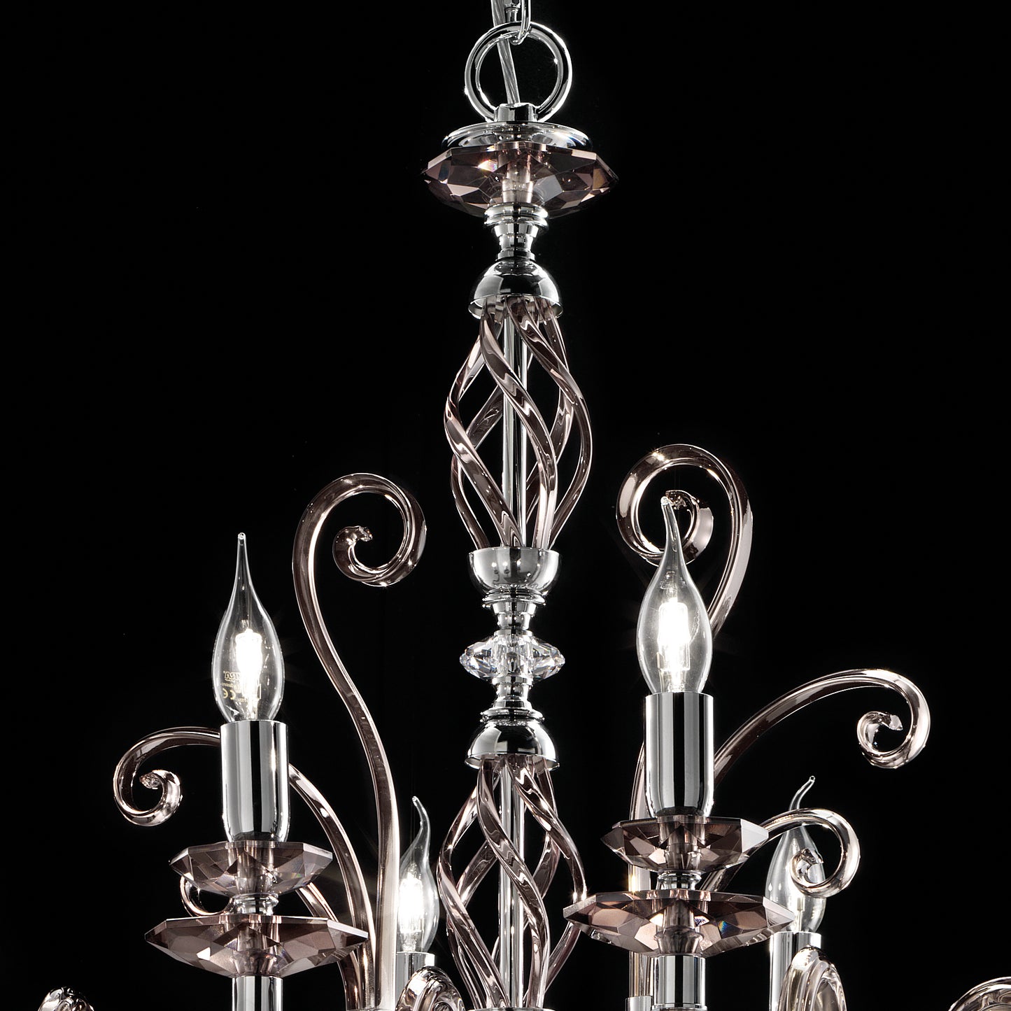 Modern Rectangular Smoked Glass Chandelier