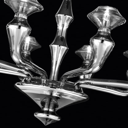 Modern Silver Mirrored Murano Glass Chandelier