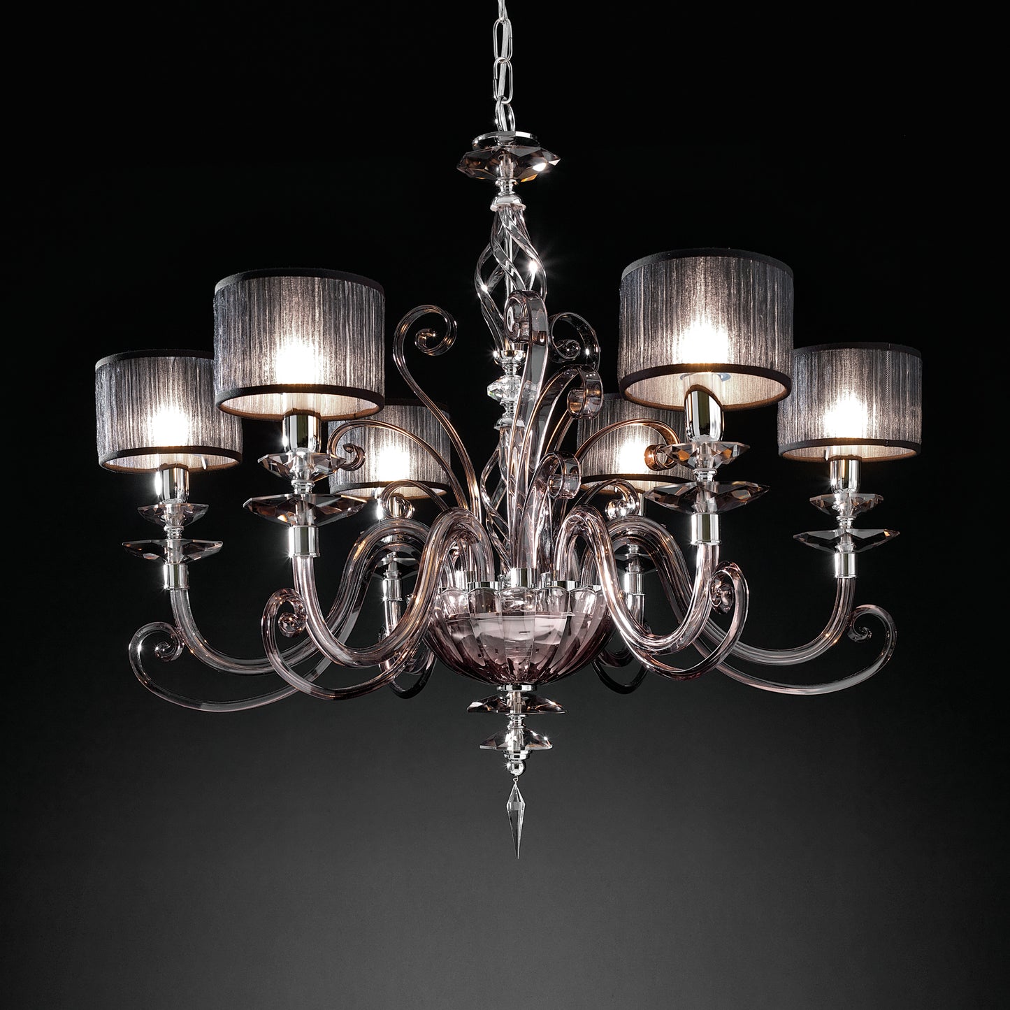 Modern Smoked Glass Chandelier