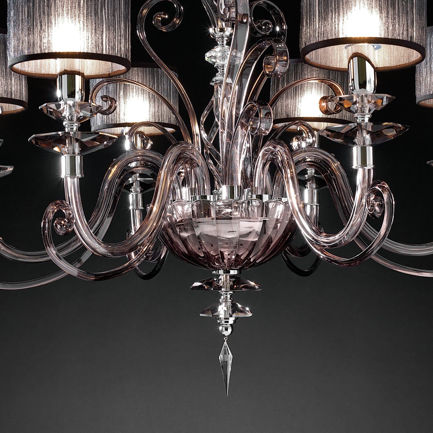 Modern Smoked Glass Chandelier