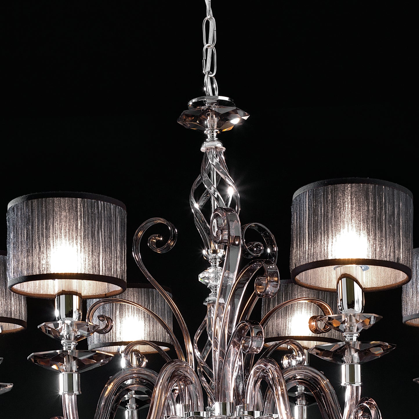 Modern Smoked Glass Chandelier