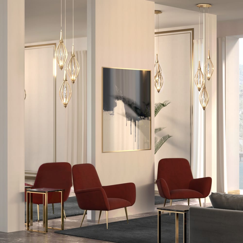 Modern Crystal Triple Pendant Chandelier