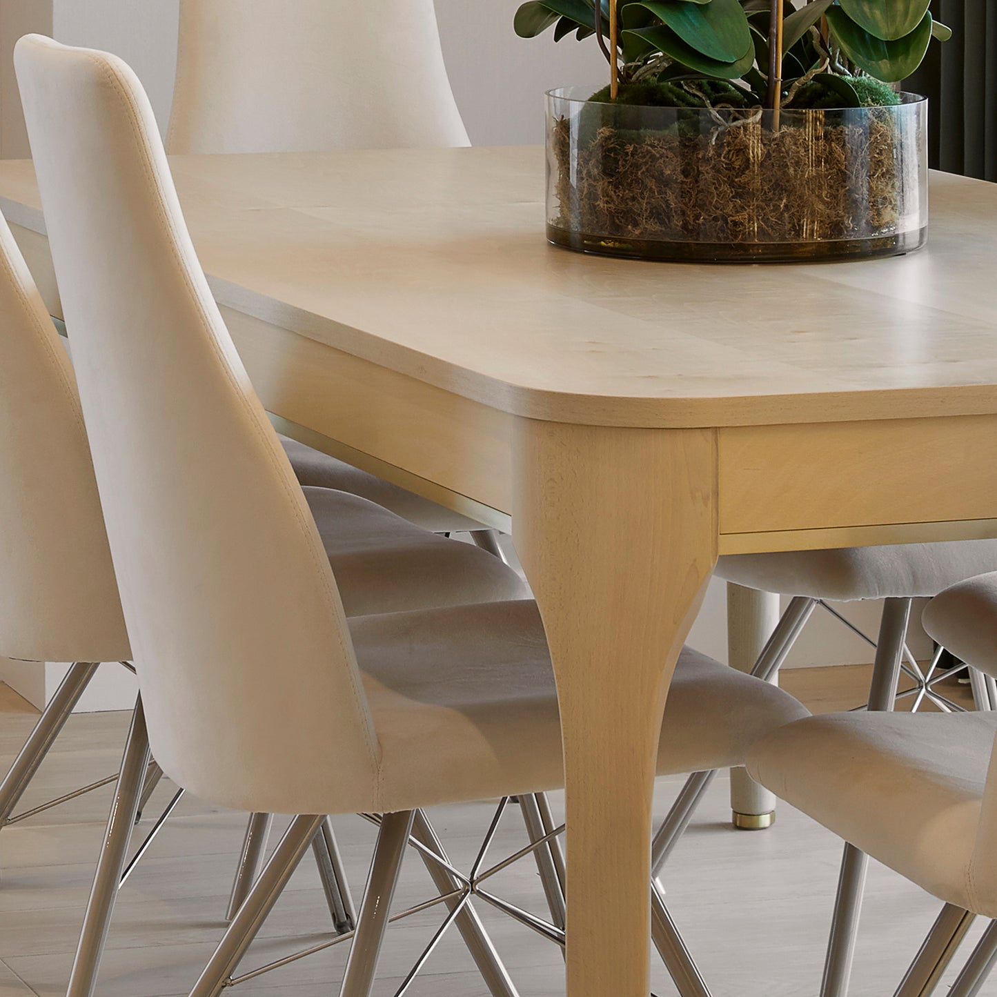 Modern White Maple Dining Table Set