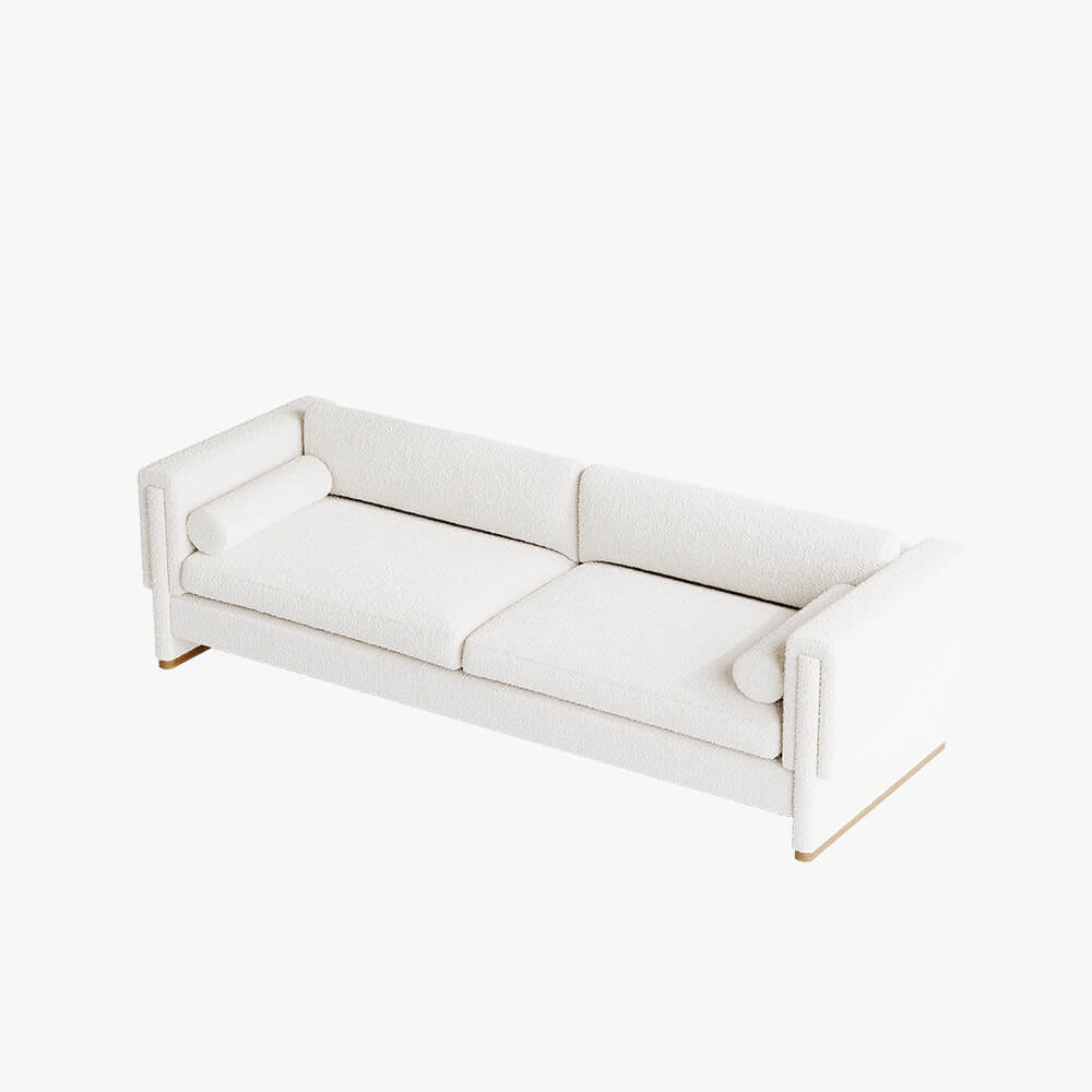 Modern 3 Seater White Sofa with Armrest