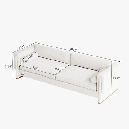 Modern 3 Seater White Sofa with Armrest