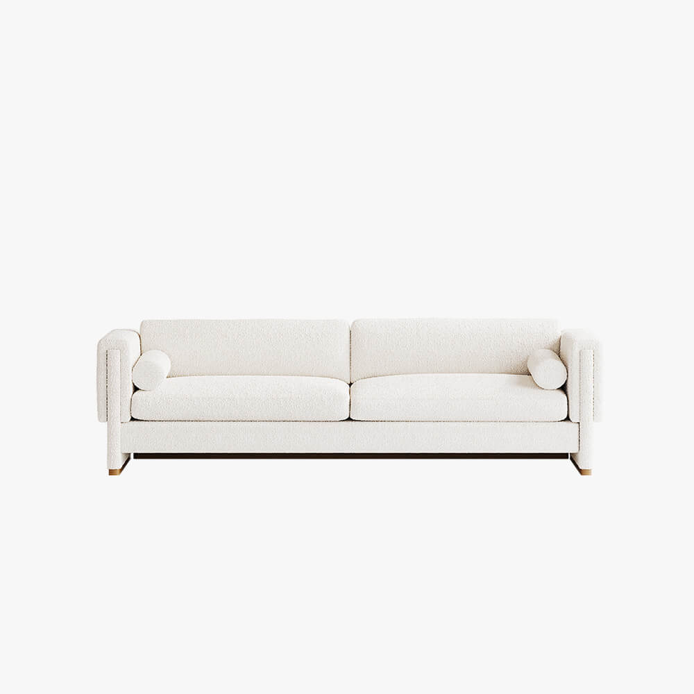 Modern 3 Seater White Sofa with Armrest