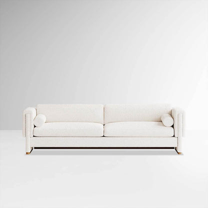 Modern 3 Seater White Sofa with Armrest