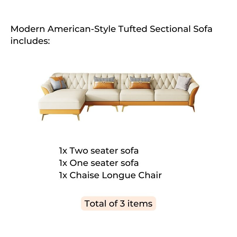 Modern American-Style Tufted Sectional Sofa