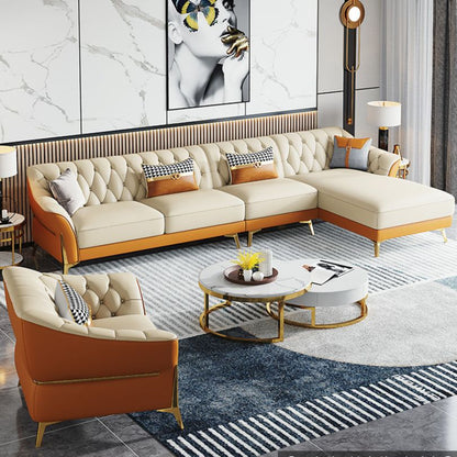 Modern American-Style Tufted Sectional Sofa