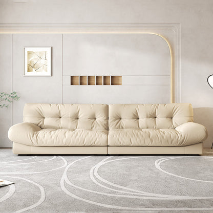 Modern Beige Velvet Section Couch with Arms