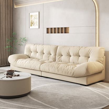 Modern Beige Velvet Section Couch with Arms