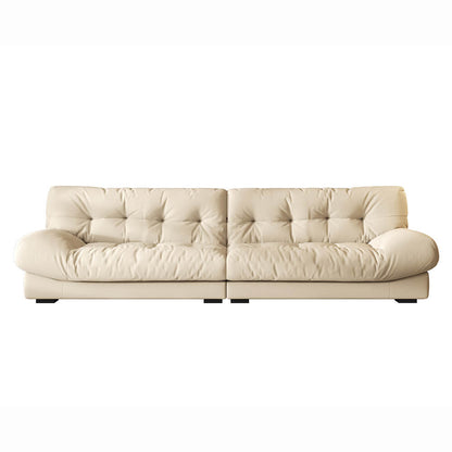 Modern Beige Velvet Section Couch with Arms