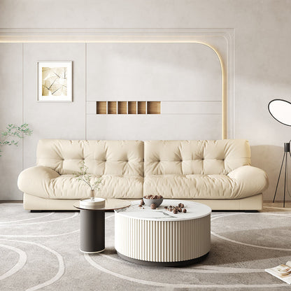 Modern Beige Velvet Section Couch with Arms