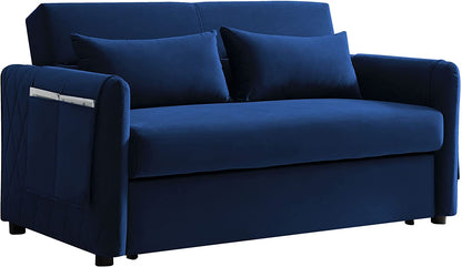 59.9" Modern Convertible Velvet Loveseat Sofa with Adjustable Backrest