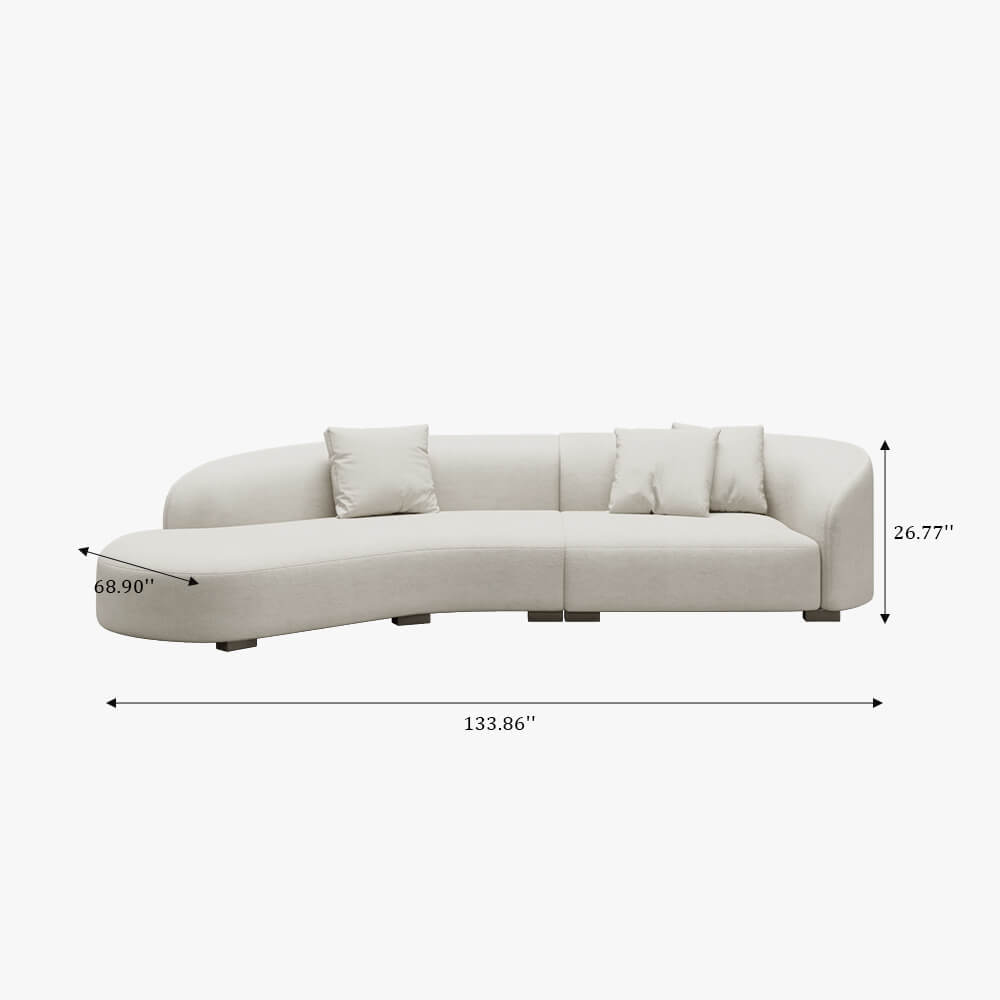 Modern Curved Beige 5-Seater Floor Sofa