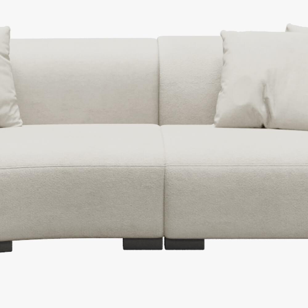 Modern Curved Beige 5-Seater Floor Sofa