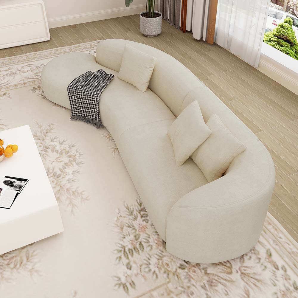 Modern Curved Beige 5-Seater Floor Sofa