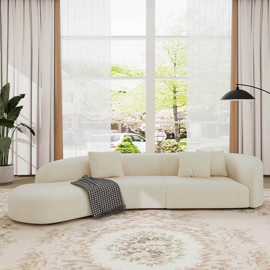 Modern Curved Beige 5-Seater Floor Sofa