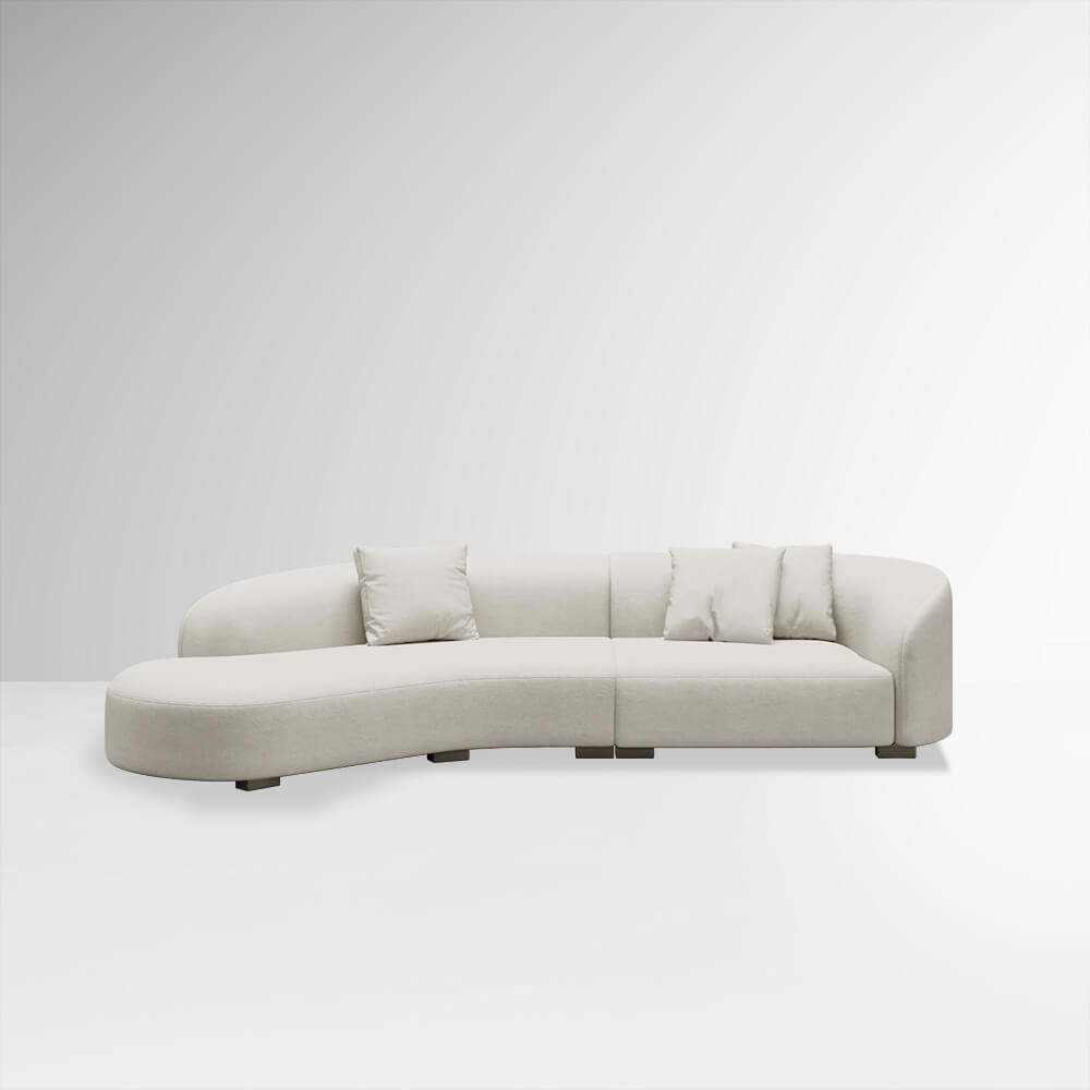 Modern Curved Beige 5-Seater Floor Sofa