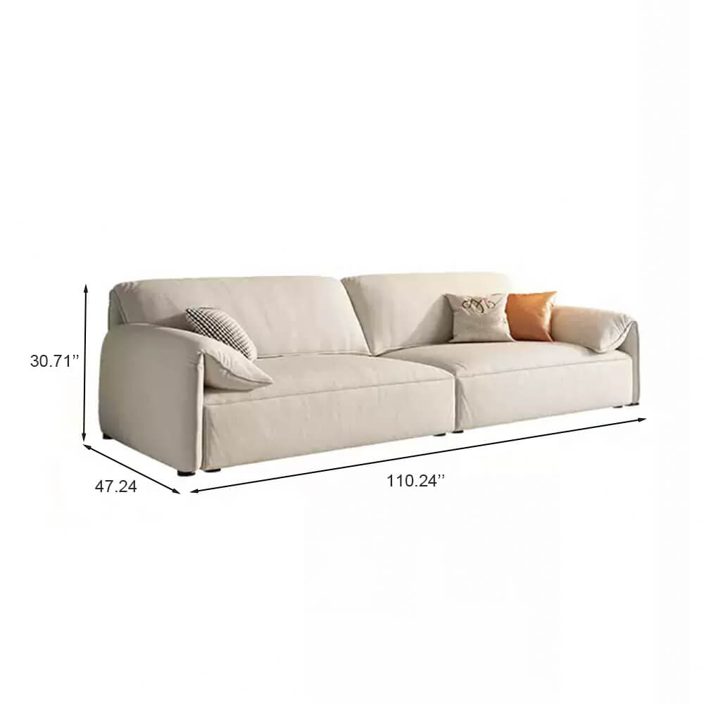 Modern Beige Three-Seater Soft Couch with Cat Scratch Fabric