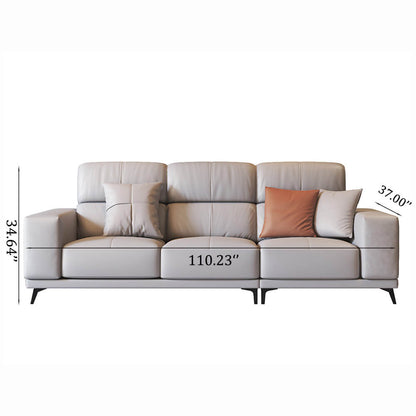 Modern Leather Sectional Sofa with Metal Legs