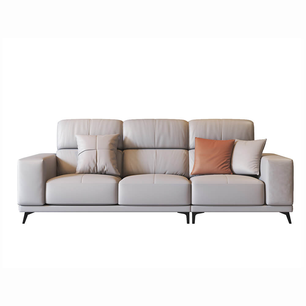 Modern Leather Sectional Sofa with Metal Legs