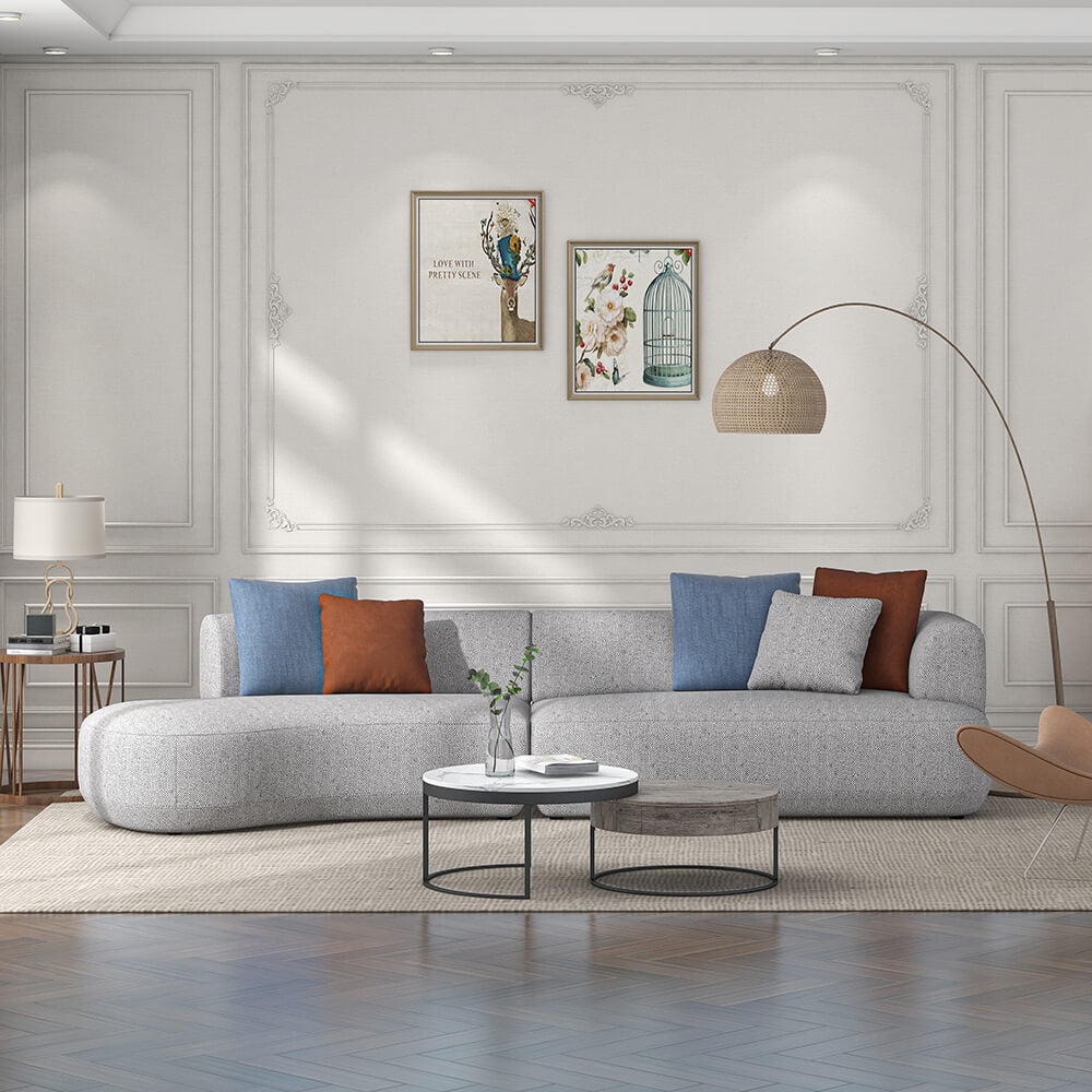 Modern Modular Three-seat Sofa with Left Armrest