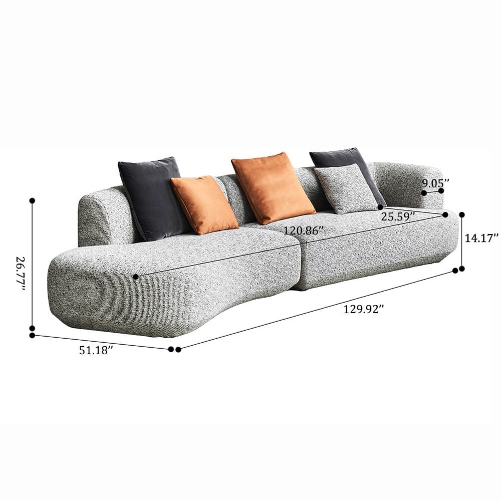 Modern Modular Three-seat Sofa with Left Armrest