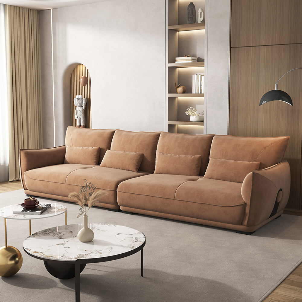 Modern Velvet Cloth Section Sofa with Arms