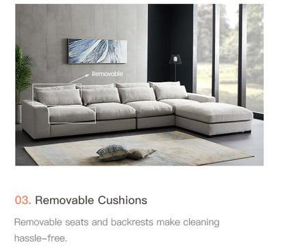 Modern Wide Reversible Corner Sofa with Ottoman