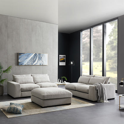 Modern Wide Reversible Corner Sofa with Ottoman