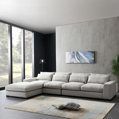 Modern Wide Reversible Corner Sofa with Ottoman