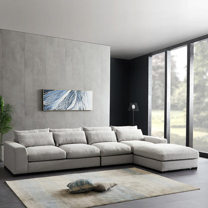 Modern Wide Reversible Corner Sofa with Ottoman