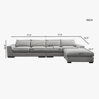 Modern Wide Reversible Corner Sofa with Ottoman