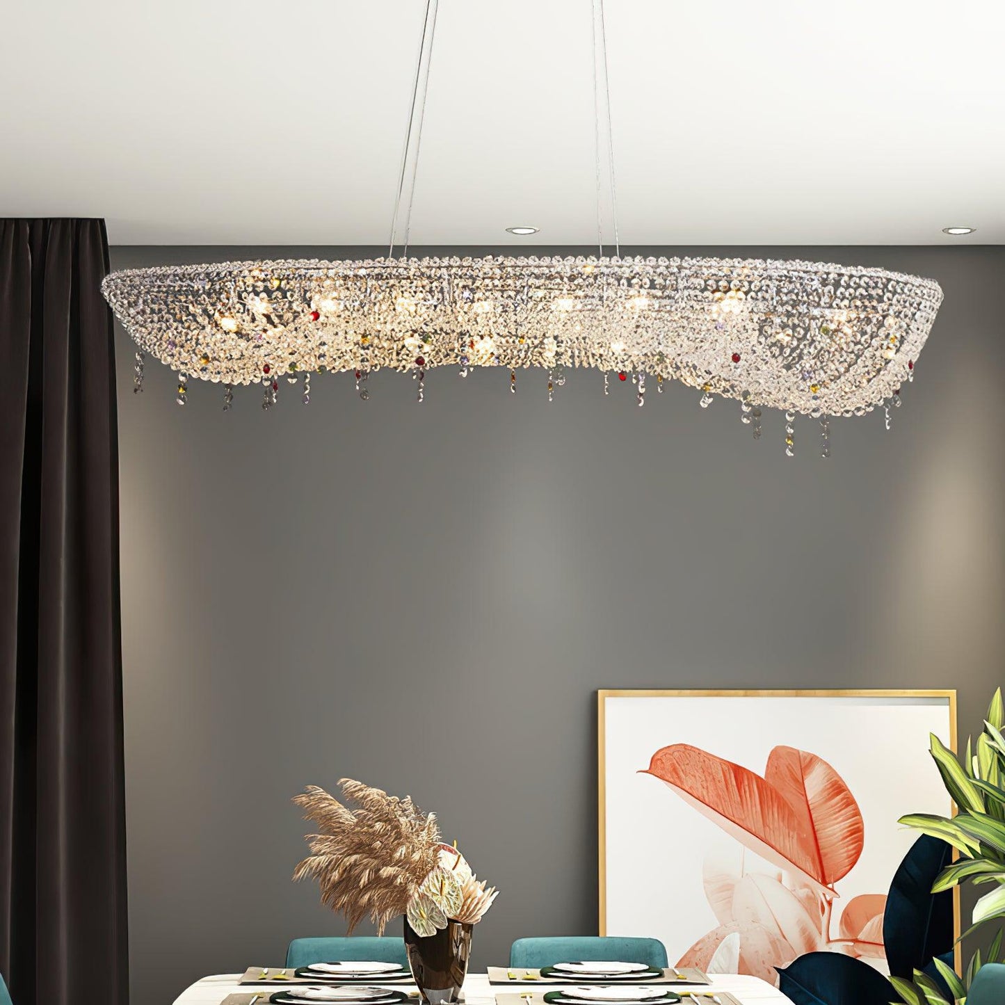 Modern Round Crystal Crown Chandelier