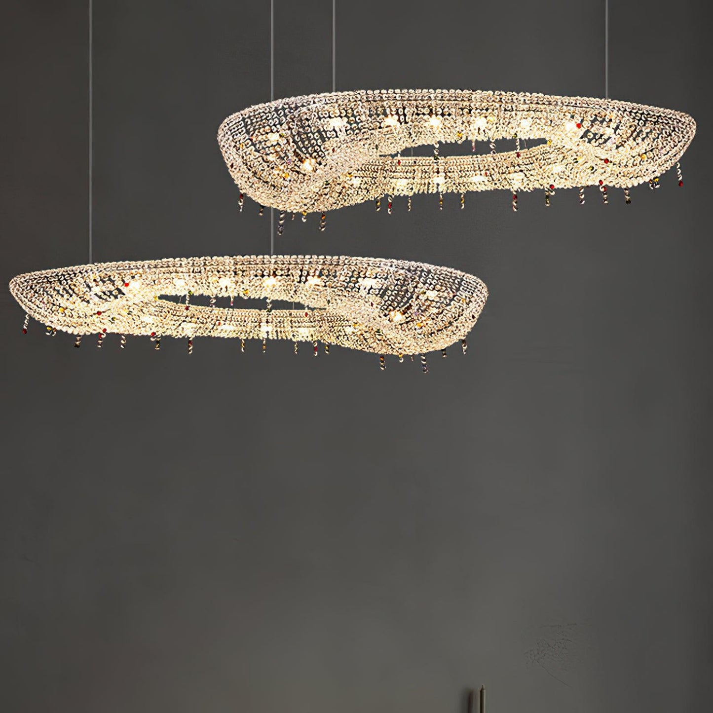 Modern Round Crystal Crown Chandelier