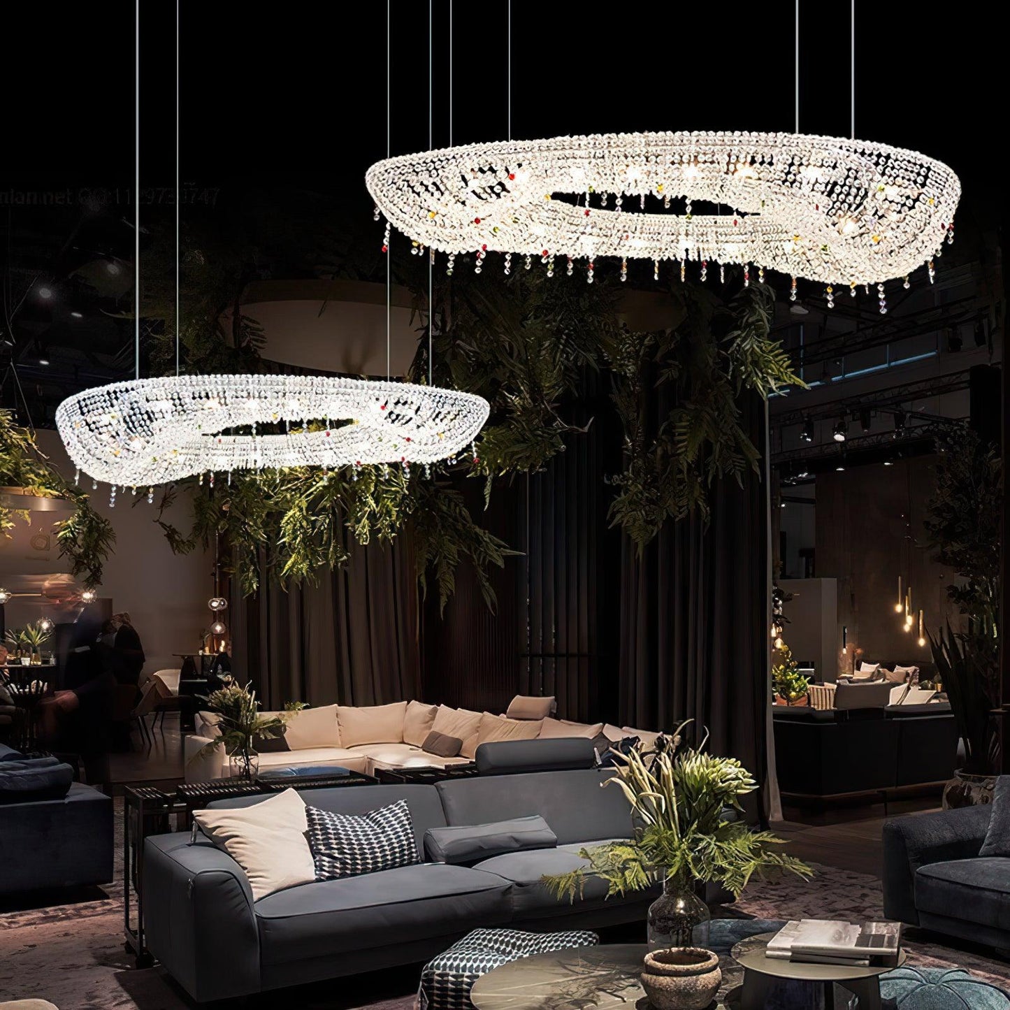 Modern Round Crystal Crown Chandelier