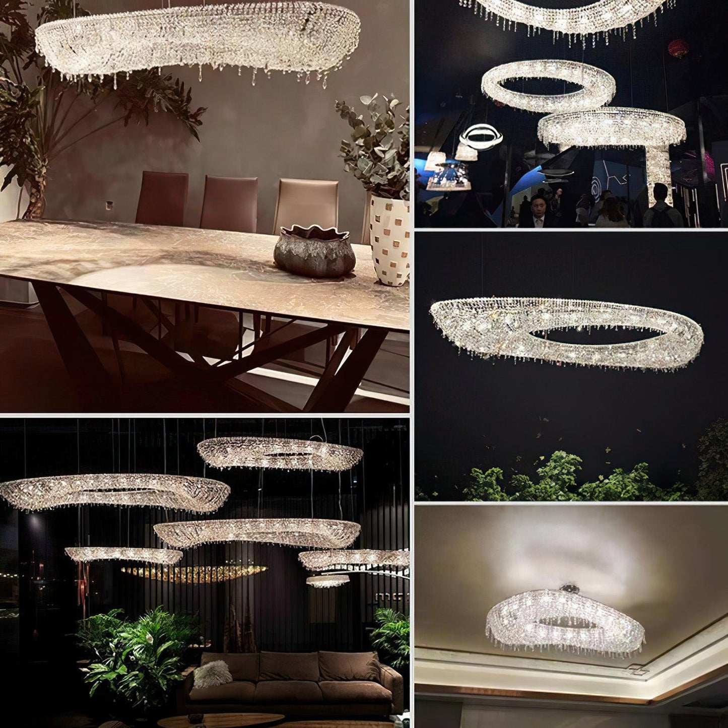 Modern Round Crystal Crown Chandelier